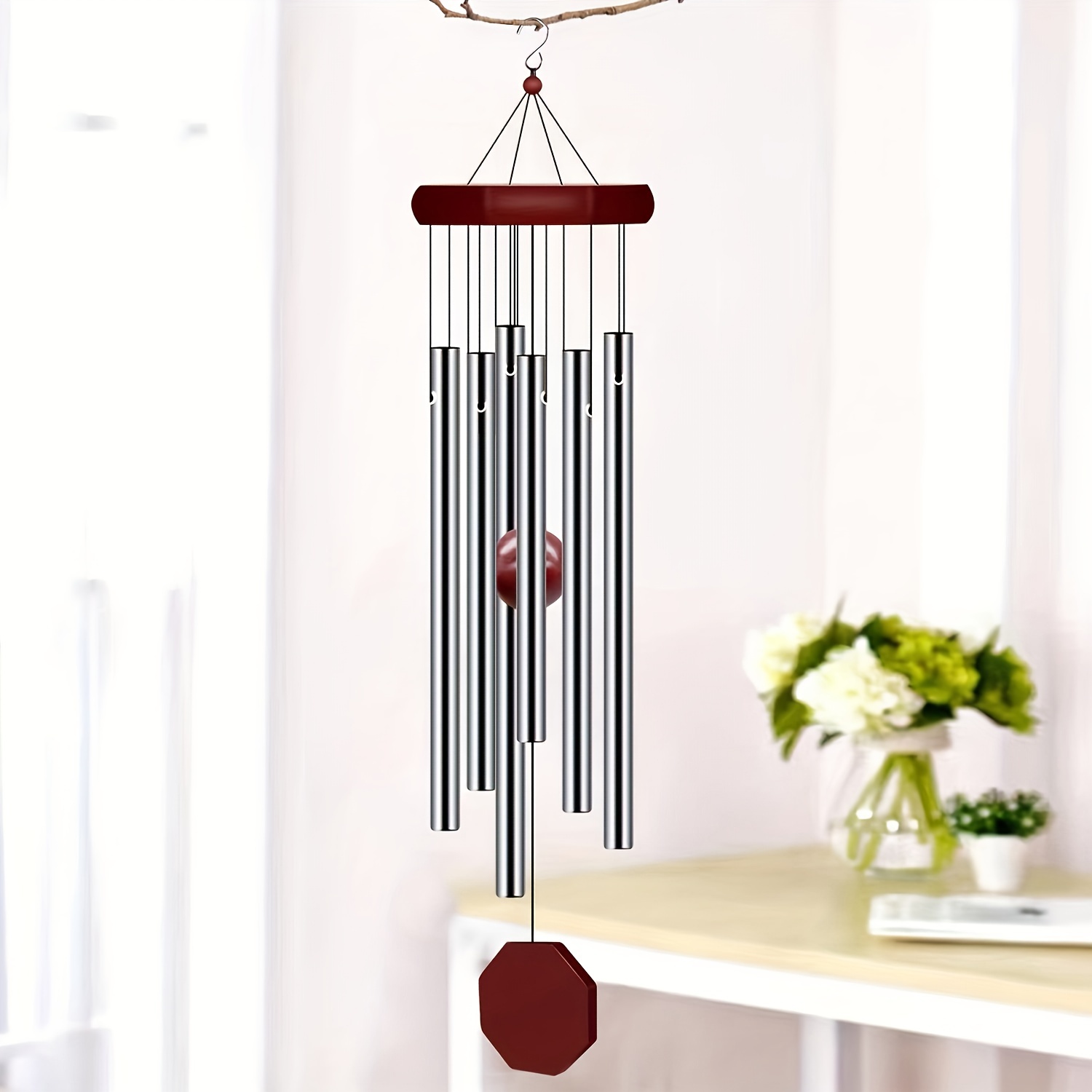 

1pc Memorial Wind Chimes Outdoor Large Deep Tone, Wind Chime Outdoor Sympathy Wind-chime With 6 Tuned Tubes, Elegant Chime For Garden Patio Balcony