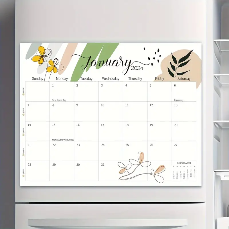 Bright Day, Calendario magnetico da parete per frigorifero 2024