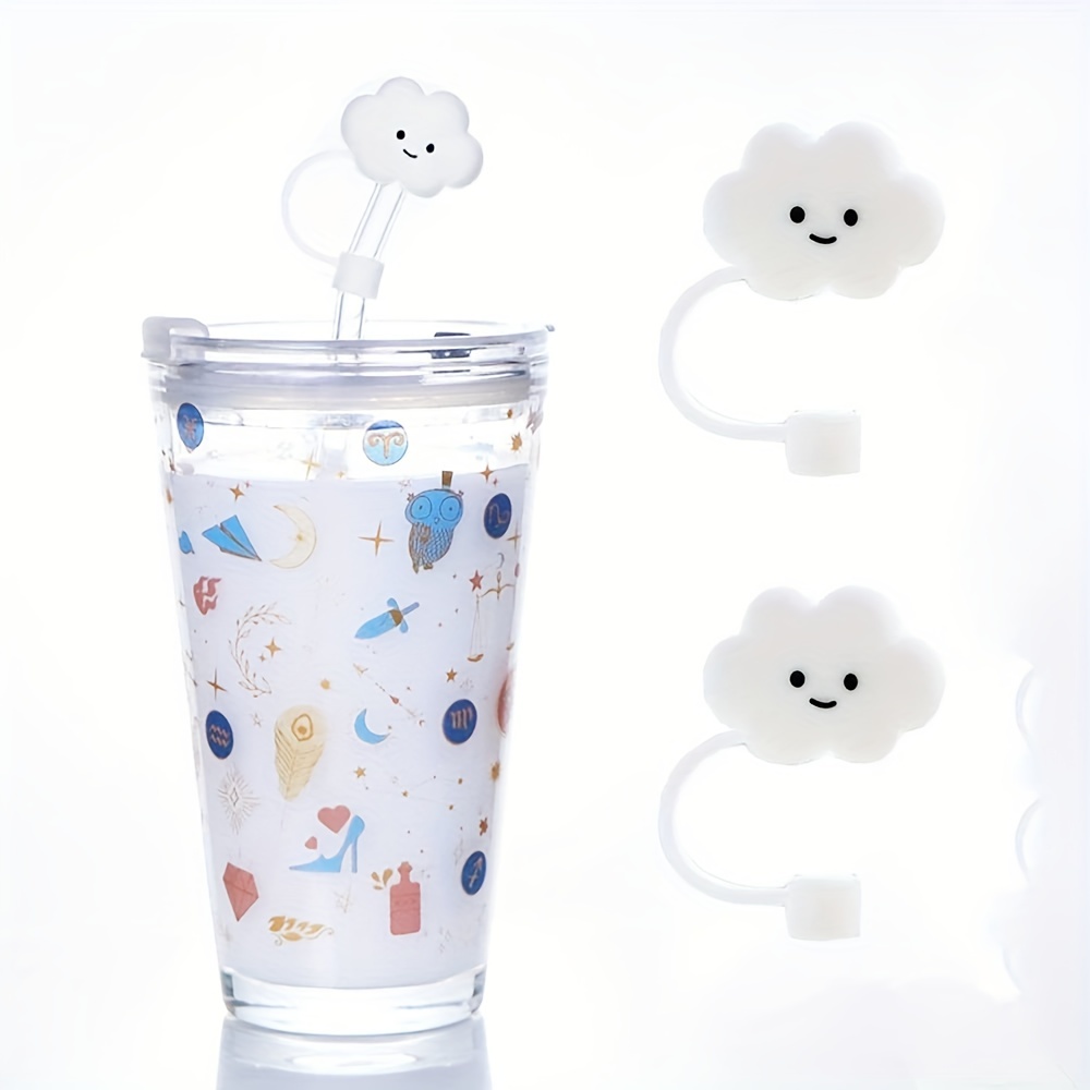 Dust Cloud Straw Tip , Food Grade Reusable Silicone Tips, Cute