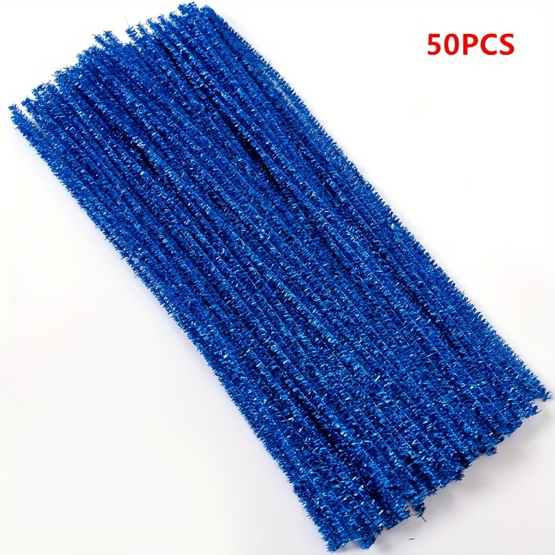 chenille Stems, Sparkly, 20-in, 50-pc, Royal Blue