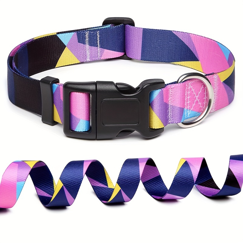 Adjustable Pet Collar With Digital Print And Stripe Pattern Decoration -  Perfect For Puppies And Dogs - Temu