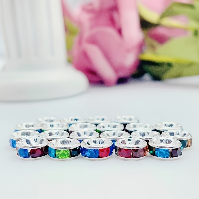 Colorful Rondelle Large Hole Inlaid Rhinestones Loose Beads - Temu