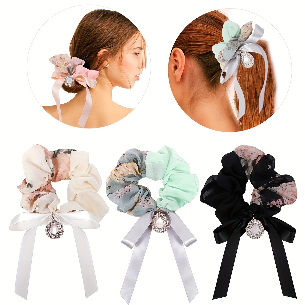 Organza Fleur Chouchous Cheveux Cravate Ziron Paillettes - Temu France