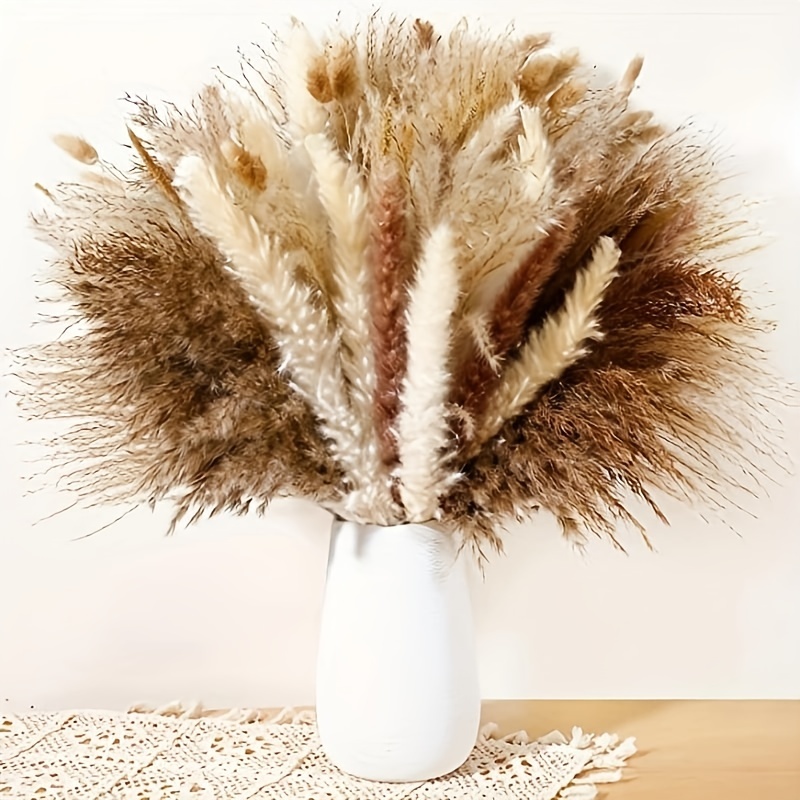 108pcs Natural Pampas Grass Decorations, Bohemian Home Decor, Mini Bunny  Tail Dried Flowers, Fluffy Wedding Bouquet, Table Centerpieces, Rustic  Party, Baby Shower Decoration