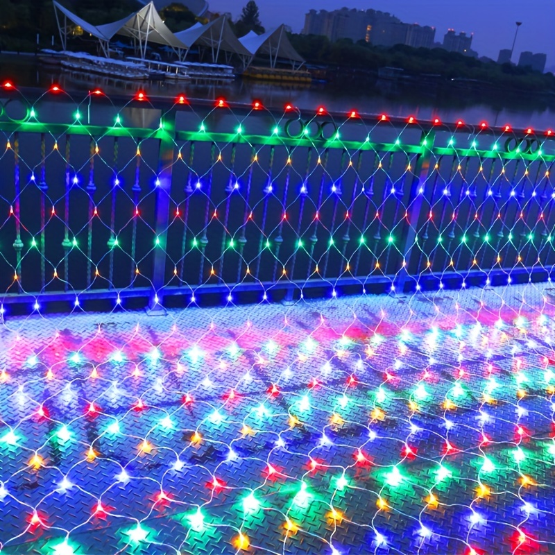 Solar Net Mesh String Lights Waterproof 192 Light Bubbles 8 - Temu