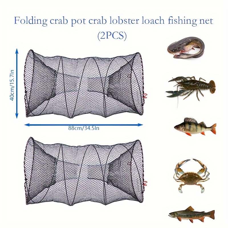 Large Fishing Bait Trap Crab Net Crawdad Shrimp Cast Cage Fish Minnow  Foldable