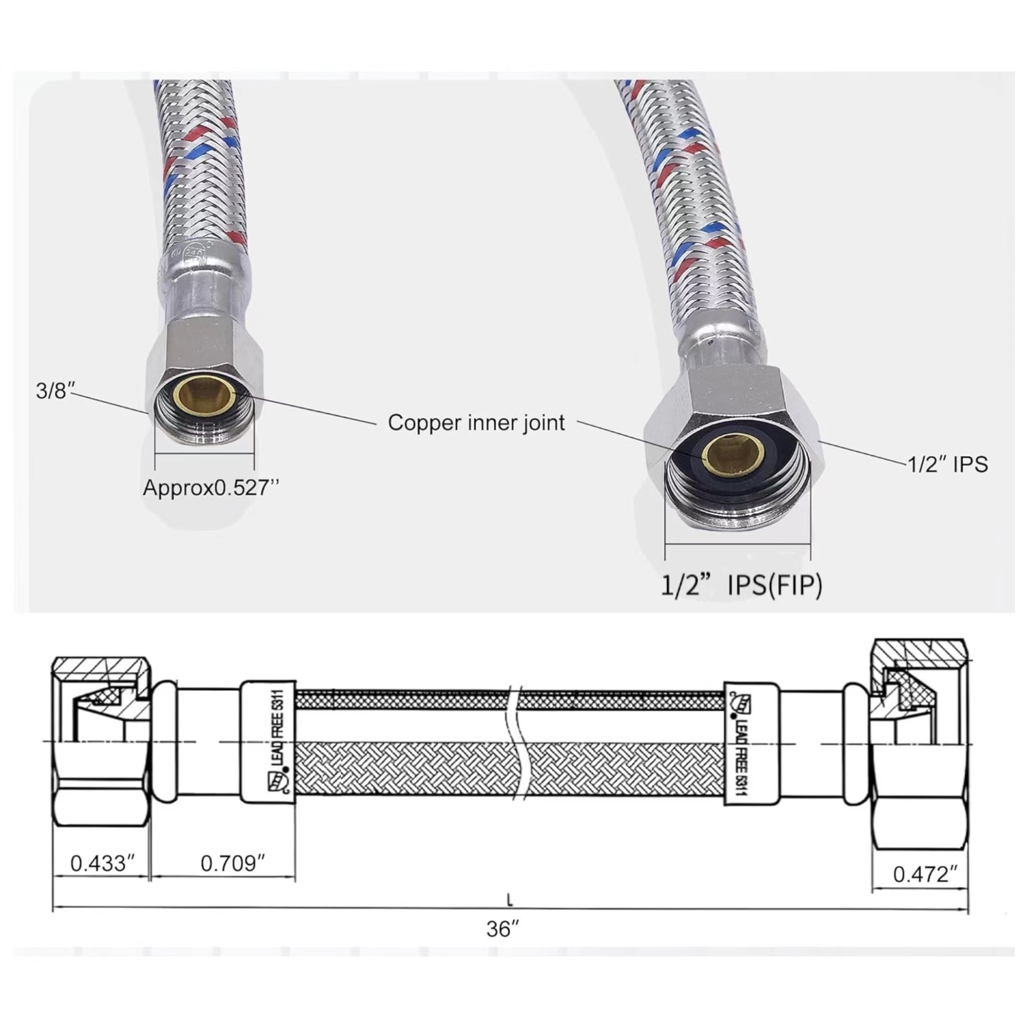 Length X Comp X Fip Faucet Hose Connector Stainless Steel - Temu