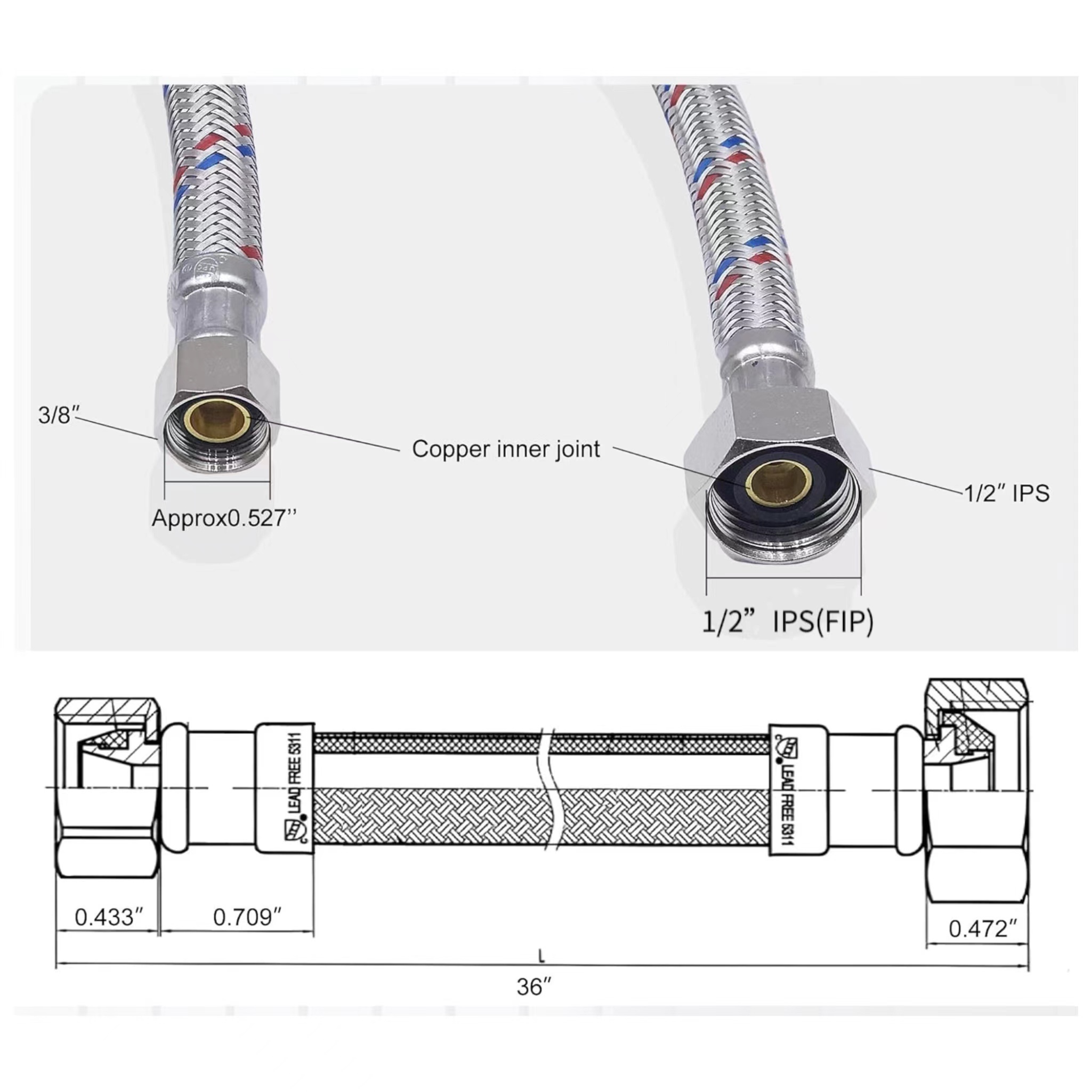 Manguera Tubo Flexible De 60 Cm X 1 Pul