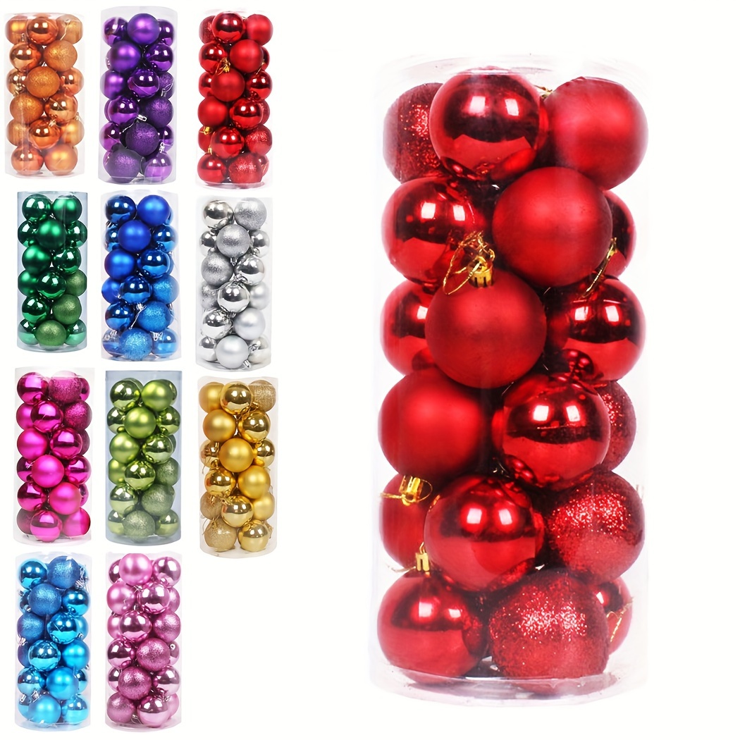 TEMU Christmas Balls, Christmas Tree Decorations, 24pcs Pre- Plastic Ornaments, Suitable For Holiday Gatherings, Christmas Parties, Wreaths, Tabletop