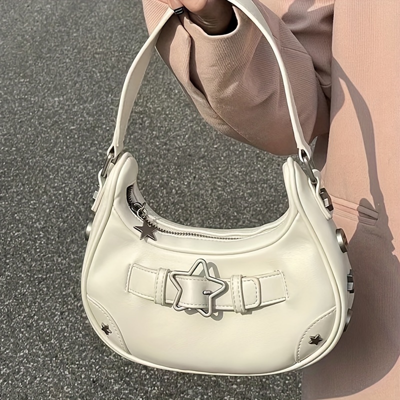 Sweet Girl Y2k Shoulder Bag, Stylish Zipper Contrast Color