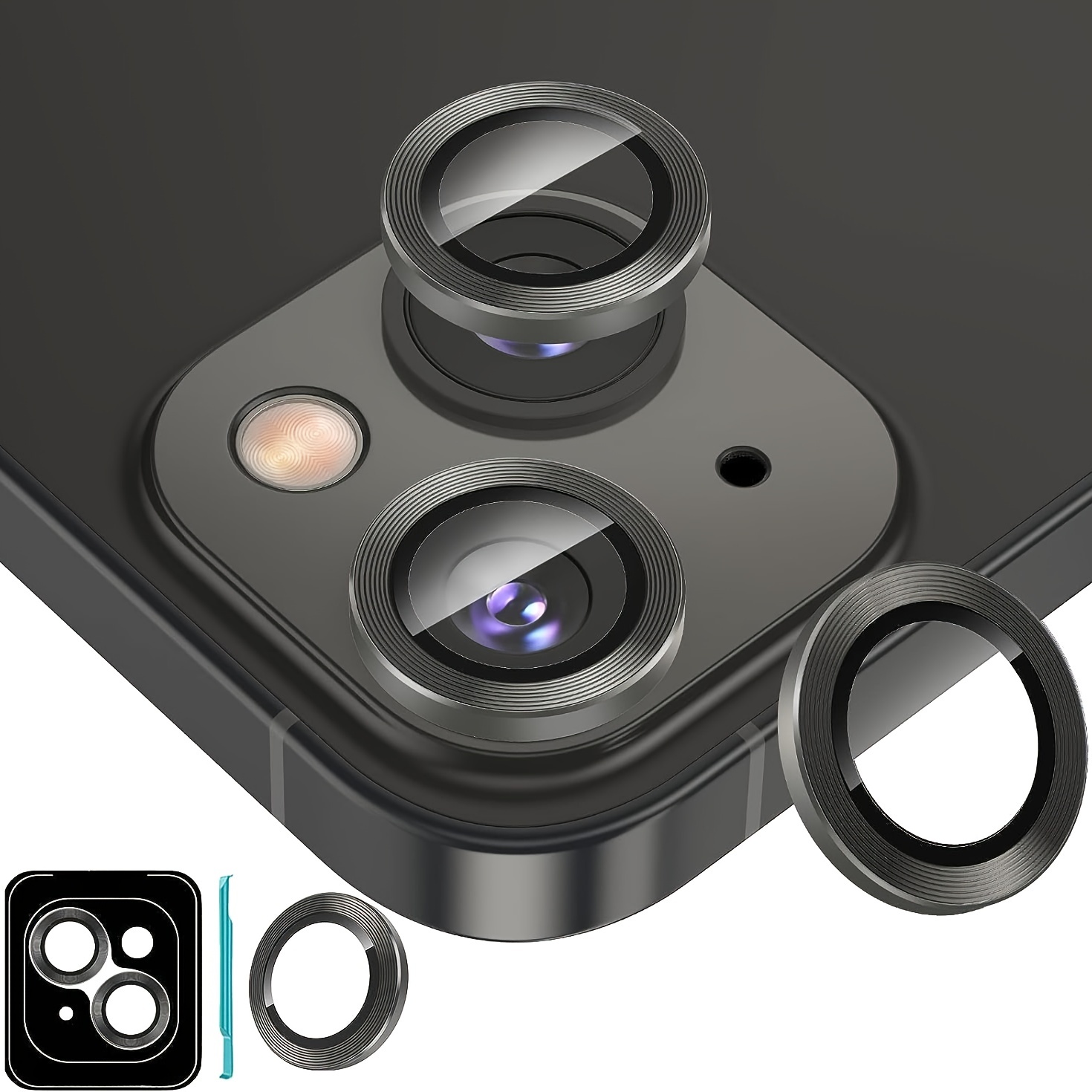 [Paquete de 2] Protector de lente de cámara de cristal brillante para  iPhone 11/iPhone 12 Mini, cubierta de cámara trasera de diamante con  purpurina