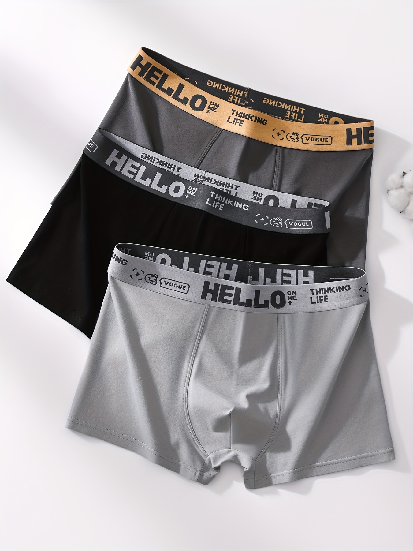 Hello' Print Men's Underwear Boxer Briefs Antibacterial - Temu