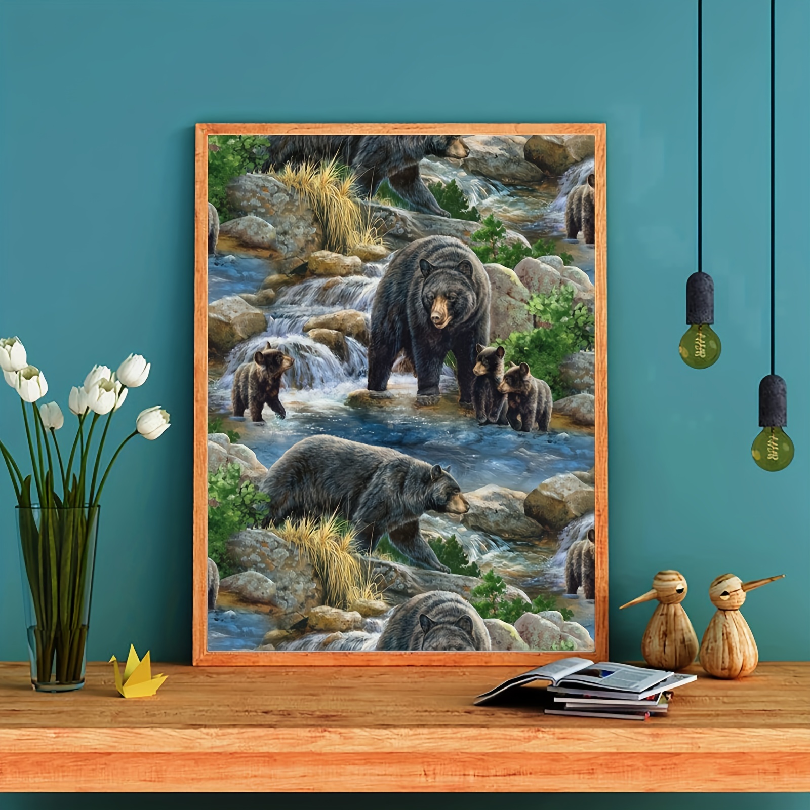 Diy 5d Diamond Painting Kit Bear Painting Wall Art Decor - Temu