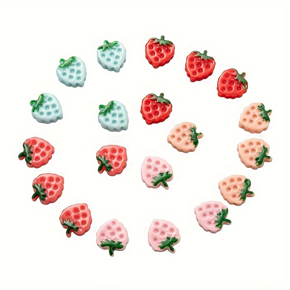 Ipotkitt 40Pcs Strawberry Lampwork 3D Strawberry Beads Imitation Fruit  Beads for DIY Bracelets Necklace Jewelry Making Accessories - 10~16x8~11mm