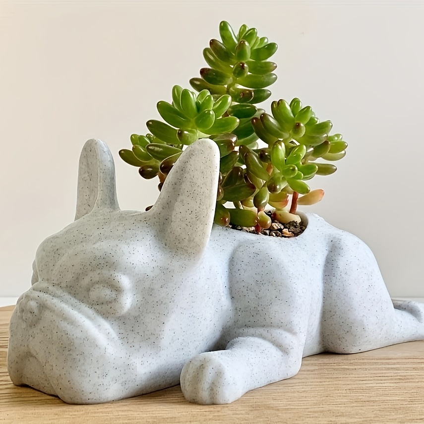 

1pc, French Bulldog Flower Pot Cute Dog Succulent Plant Pot Flower Pot Yard Lawn & Gardening Outdoor Ornaments Sculpture Resin Crafts Ornaments