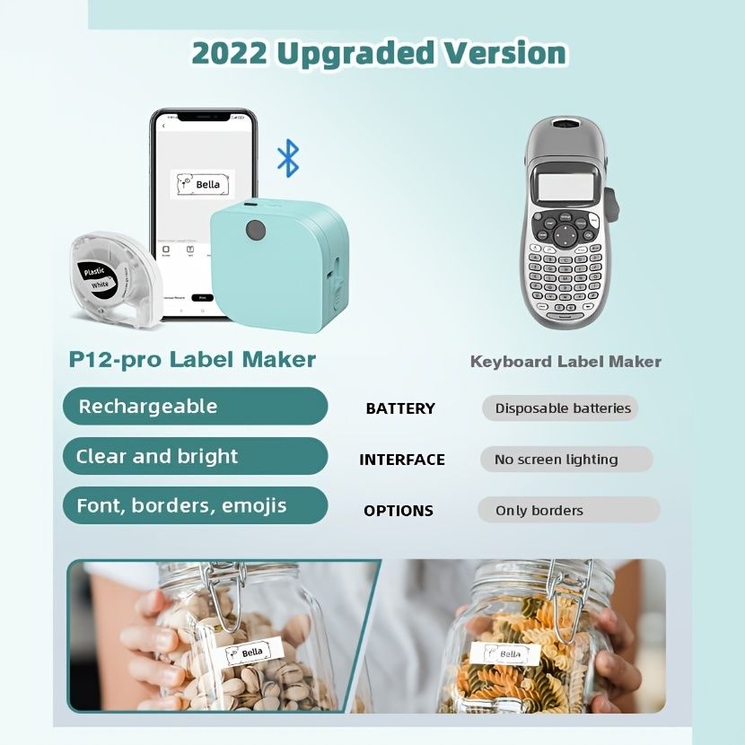 P12 Pro Label Makers Mini Rechargeable Label Printer With ...