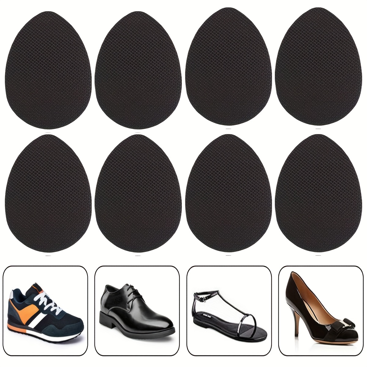  A Pair Boot Heel Replacement Pads, Non-slip Shoe Sole  Protector, Rubber Sole Protector for Sneakers, Shoe Repair Kit for Women  Men Leather Shoes(Black Forefoot) : Health & Household