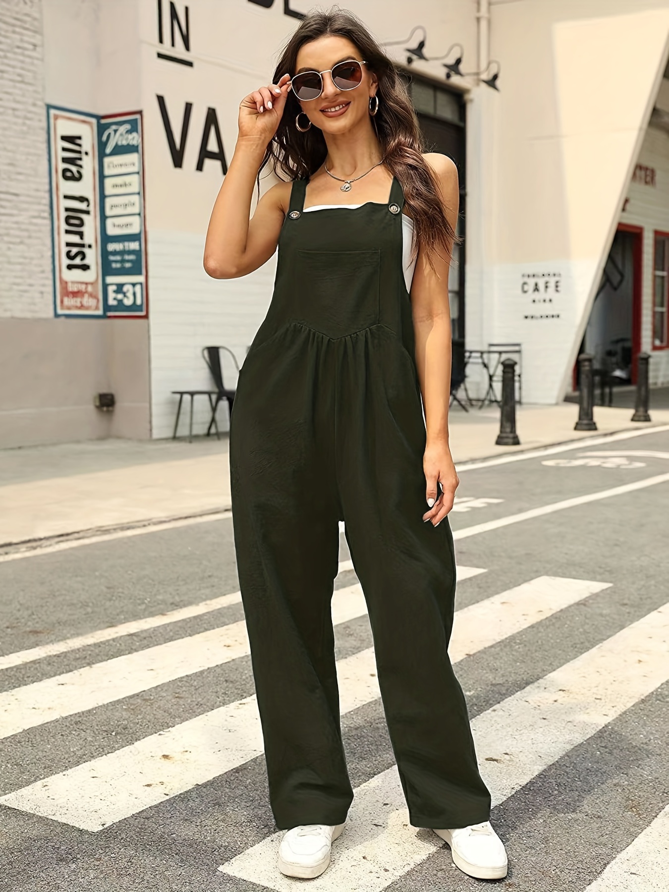 Sleeveless Solid Overalls Summer Casual Jumpsuit Women's - Temu