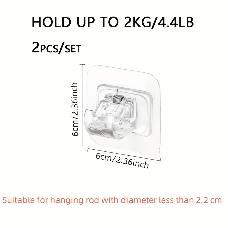 2pcs Adhesive Curtain Rod Bracket Holder Nail Wall Mounted
