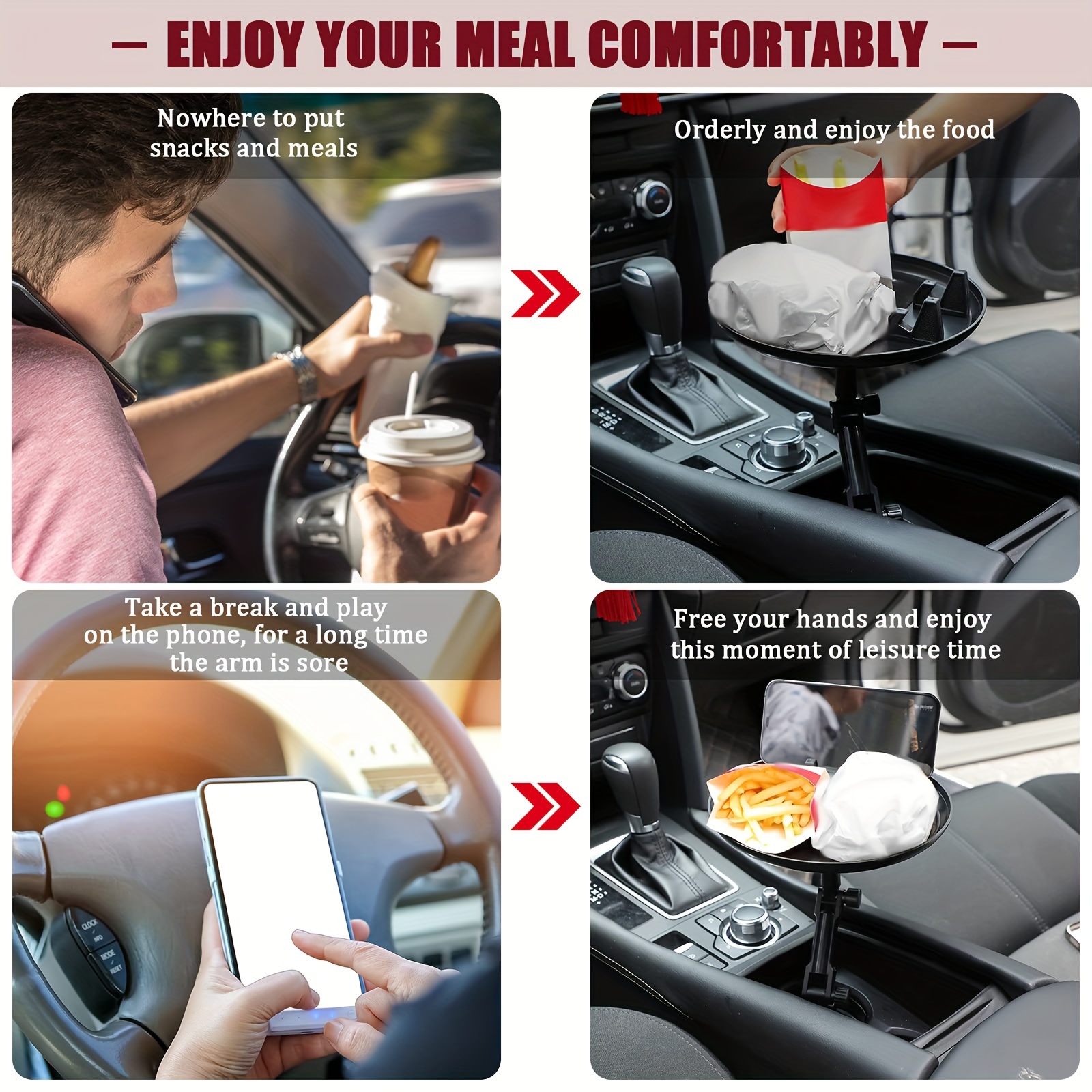 1 Set Auto-Halterung, Verstellbarer Auto-Tablett, Handy-Halterung,  360°-Schwenkarm-Essenstisch Für Die Meisten Fahrzeuge