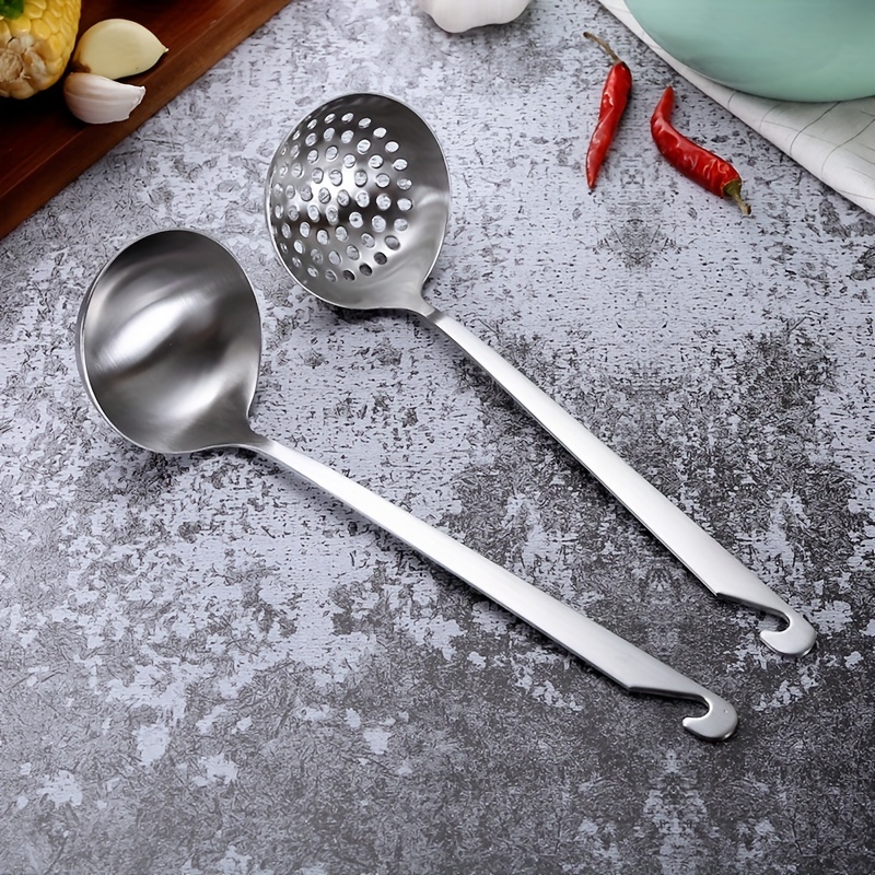 Slotted Spoon, Stainless Steel Kitchen Skimmer Ladle, Long Handle  Anti-scalding Hot Pot Filter Spoon, Multipurpose Frying Strainer, Pasta  Noodle Dumpling Strainer Spoon, Kitchen Utensils, Kitchen Supplies, Back To  School Supplies - Temu