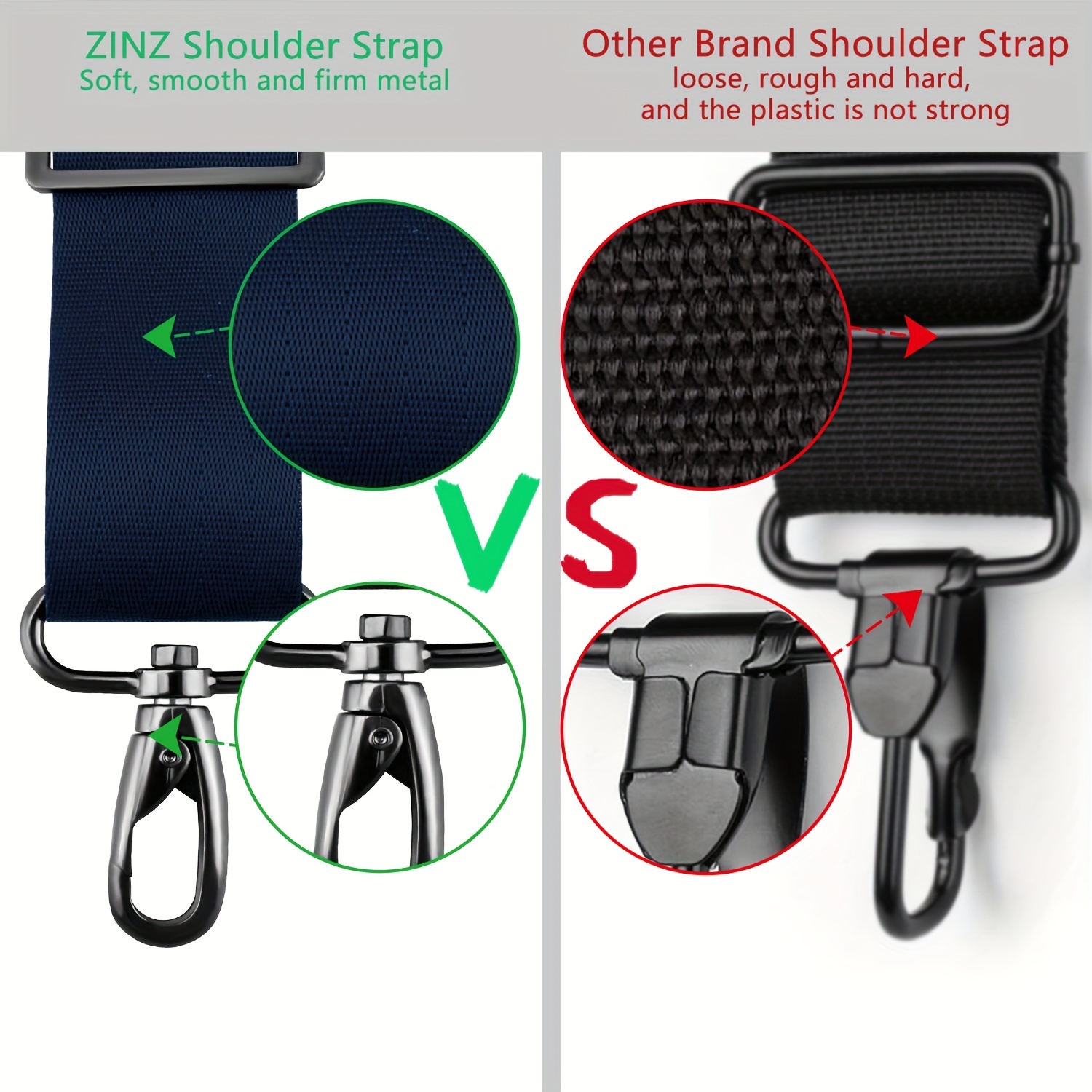 Thick Shoulder Strap Replacement for Bag, Double Buckle, Universal Fit