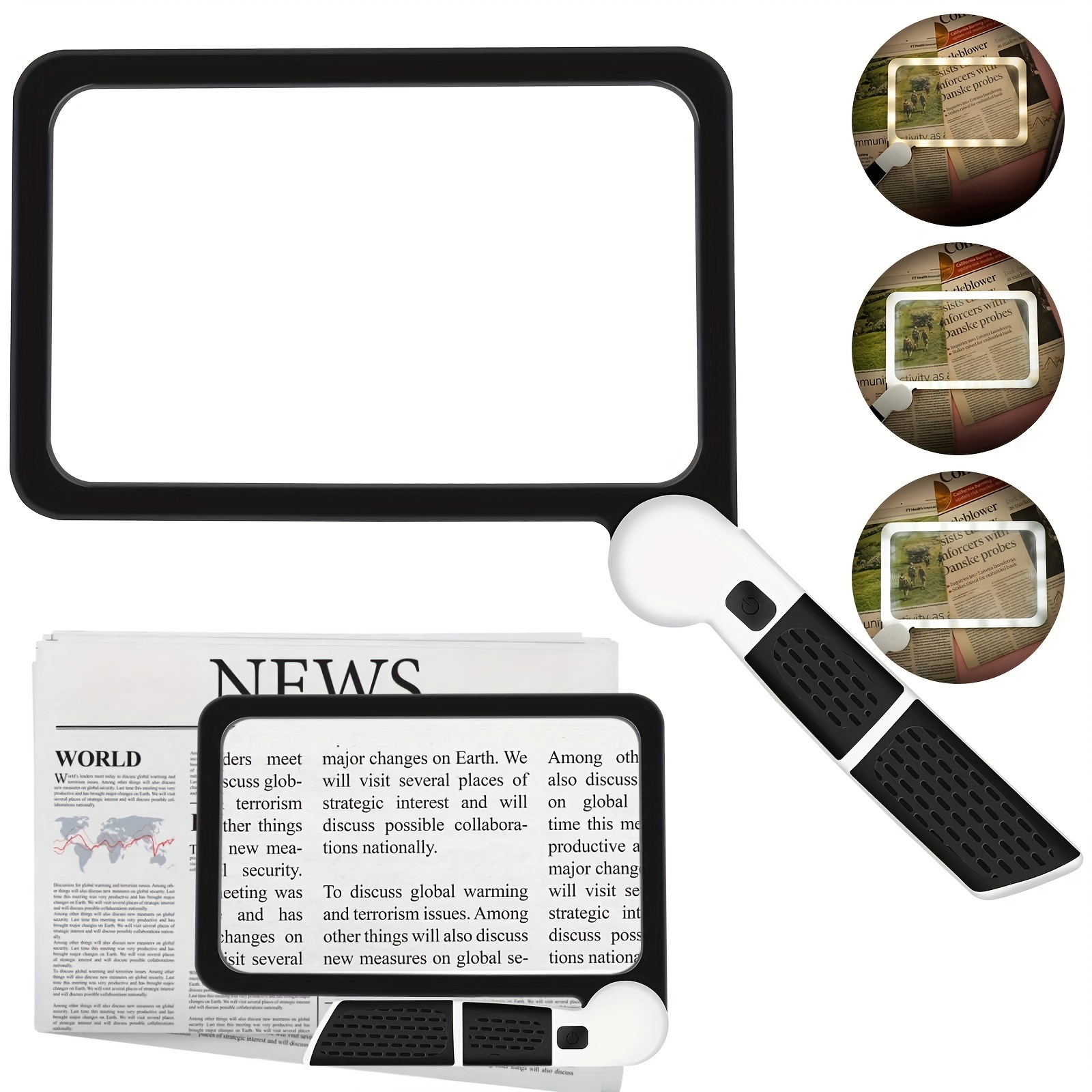 Foldable 5/11X Magnifying Glass Stand Table Magnifier With 8 LED