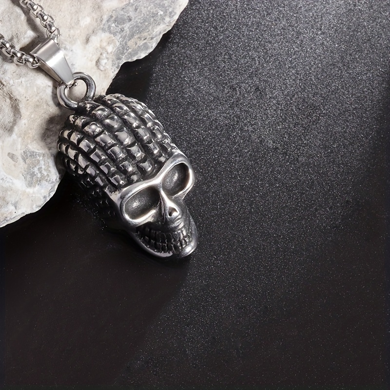 Männer personalisierte Gothic Totenkopf Halskette Edelstahl Leder Kette  Anhänger