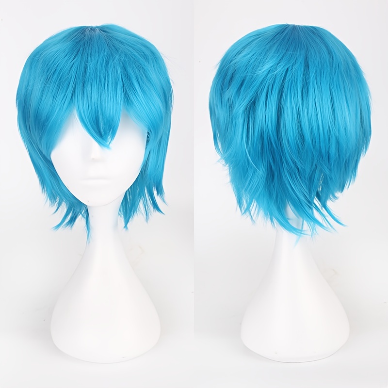 Colorful Short Straight Synthetic Wig With Bangs Anime Cosplay Wig