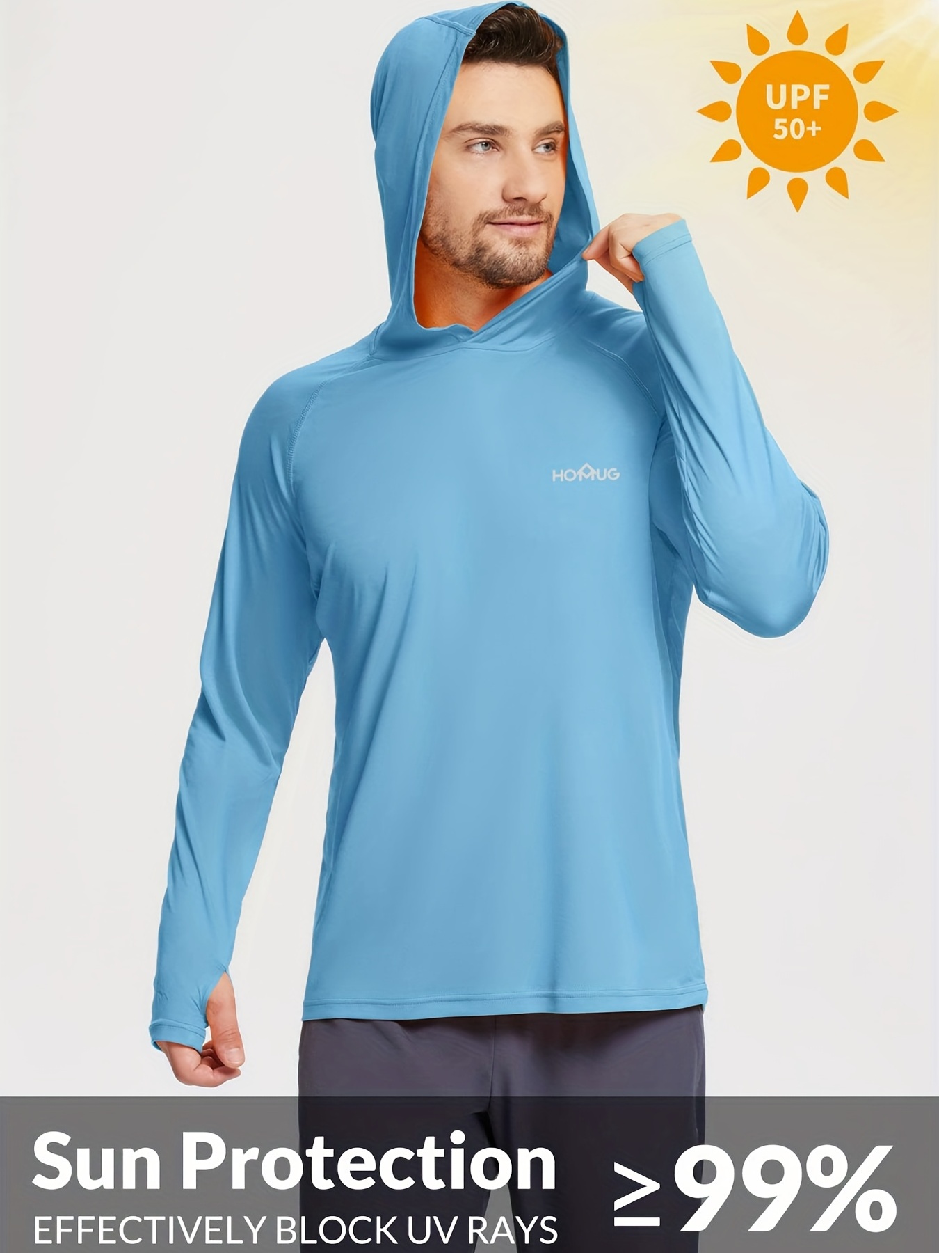 Men's UPF 50+ Sun Protection Hoodie Long Sleeve SPF UV Quick Dry  Lightweight Athletic Fishing Shirt with Thumbholes : : Clothing,  Shoes 