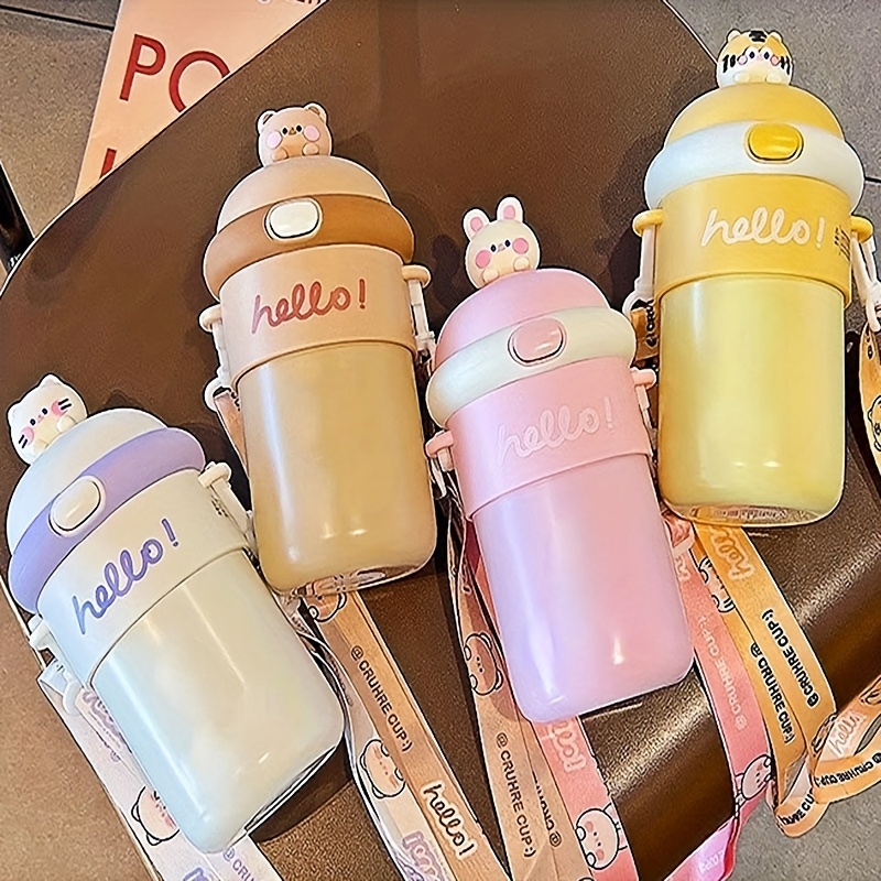 Cute Portable Sports Water Bottle With Straw Leak proof - Temu