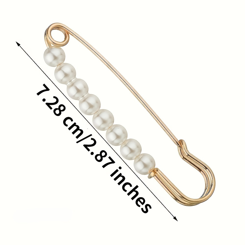 Temu 12 Pcs Sweater Shawl Clip Double Faux Pearl Brooches Shirt Pin Buttons Pearl Crystal Waist Pants Extender Safety Pins for Women Safety Pins,free