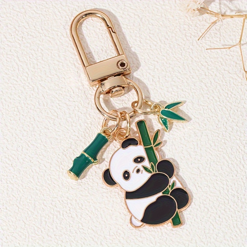 1pc Cute Panda, Bamboo, Bamboo Leaves, Oil Dropping Keychain
