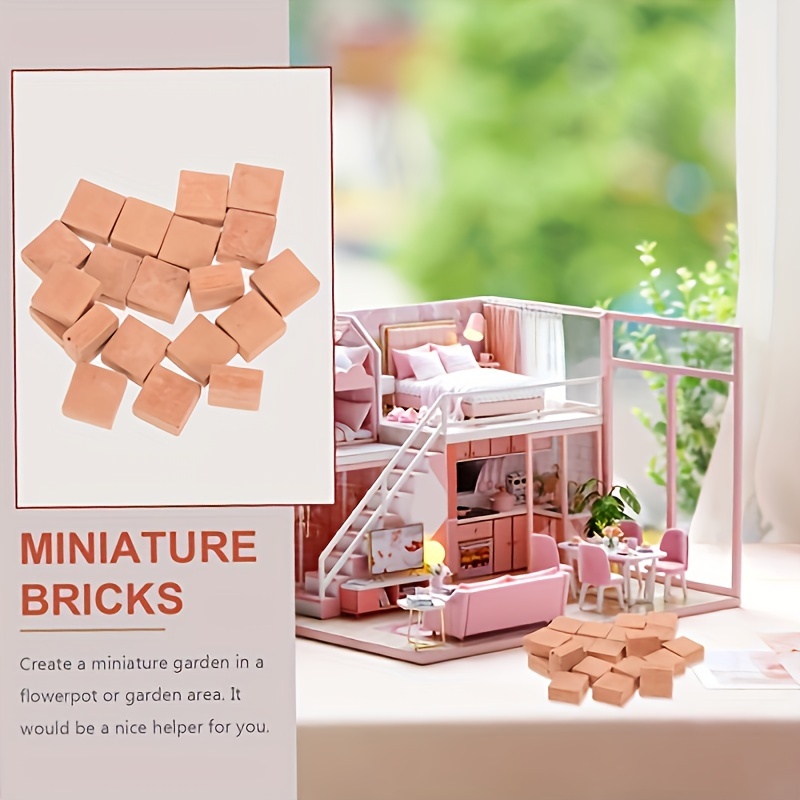 100 piezas de ladrillos en miniatura rojos modelo de pared de ladrillos  pequeños, para manualidades, ladrillos falsos realistas, minibloques para  casa