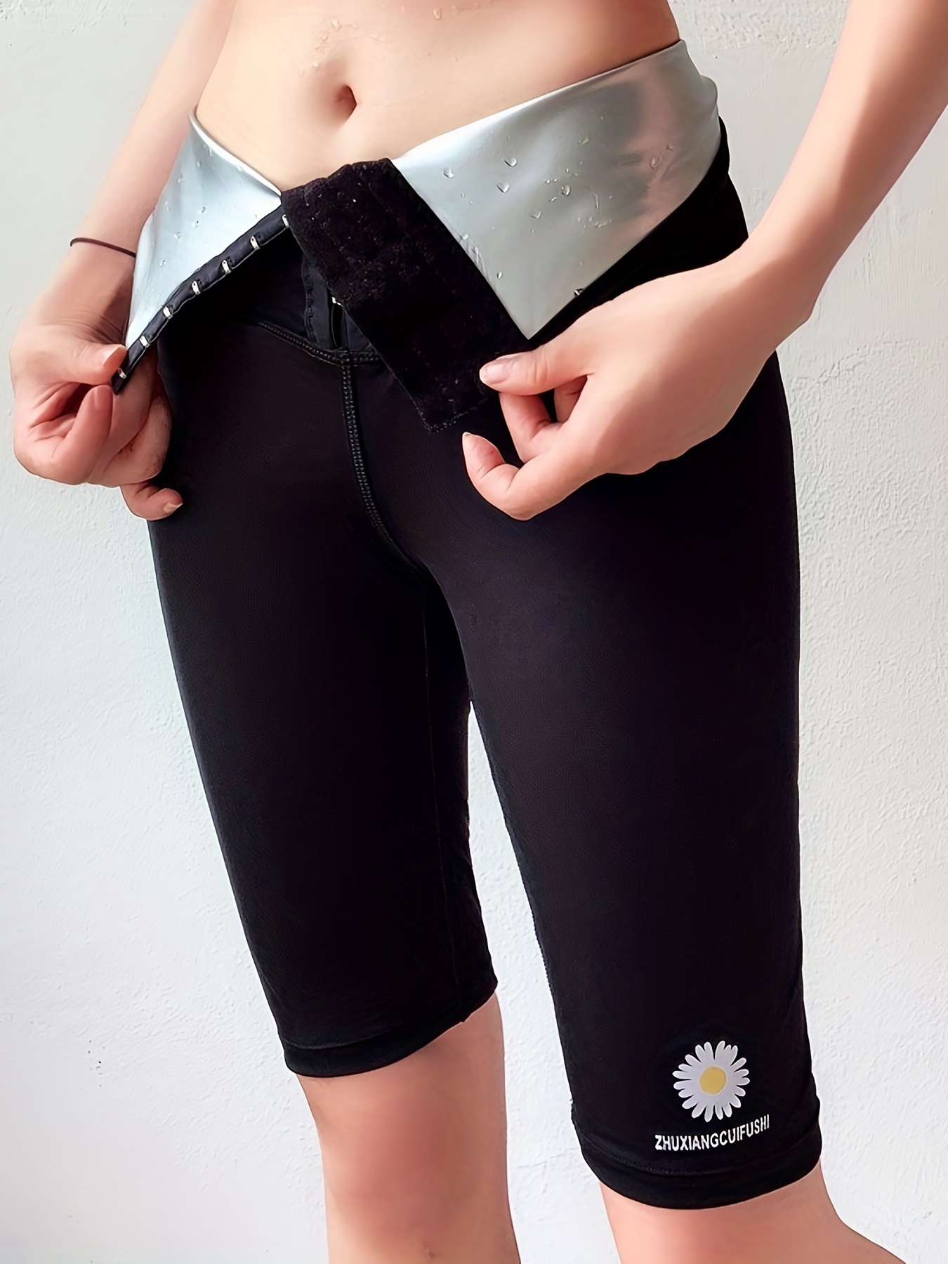 Half coated Three breasted Button High waist Leggings Sports