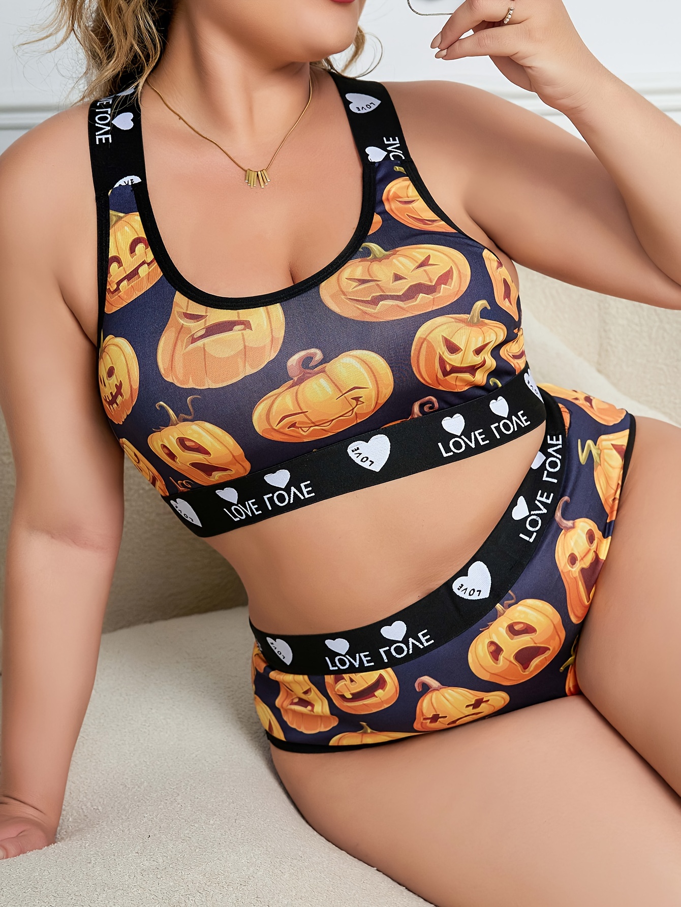 Plus Size Halloween Sexy Lingerie Set Women's Plus Pumpkin - Temu Canada