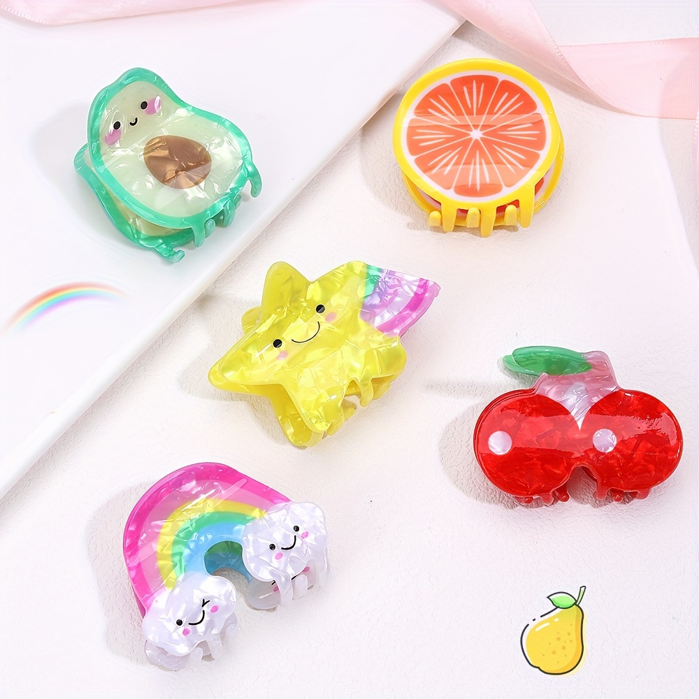 cnhairaccessories 3/5Pcs Girl Fruit Bowknot Hair Clips Avocado Set