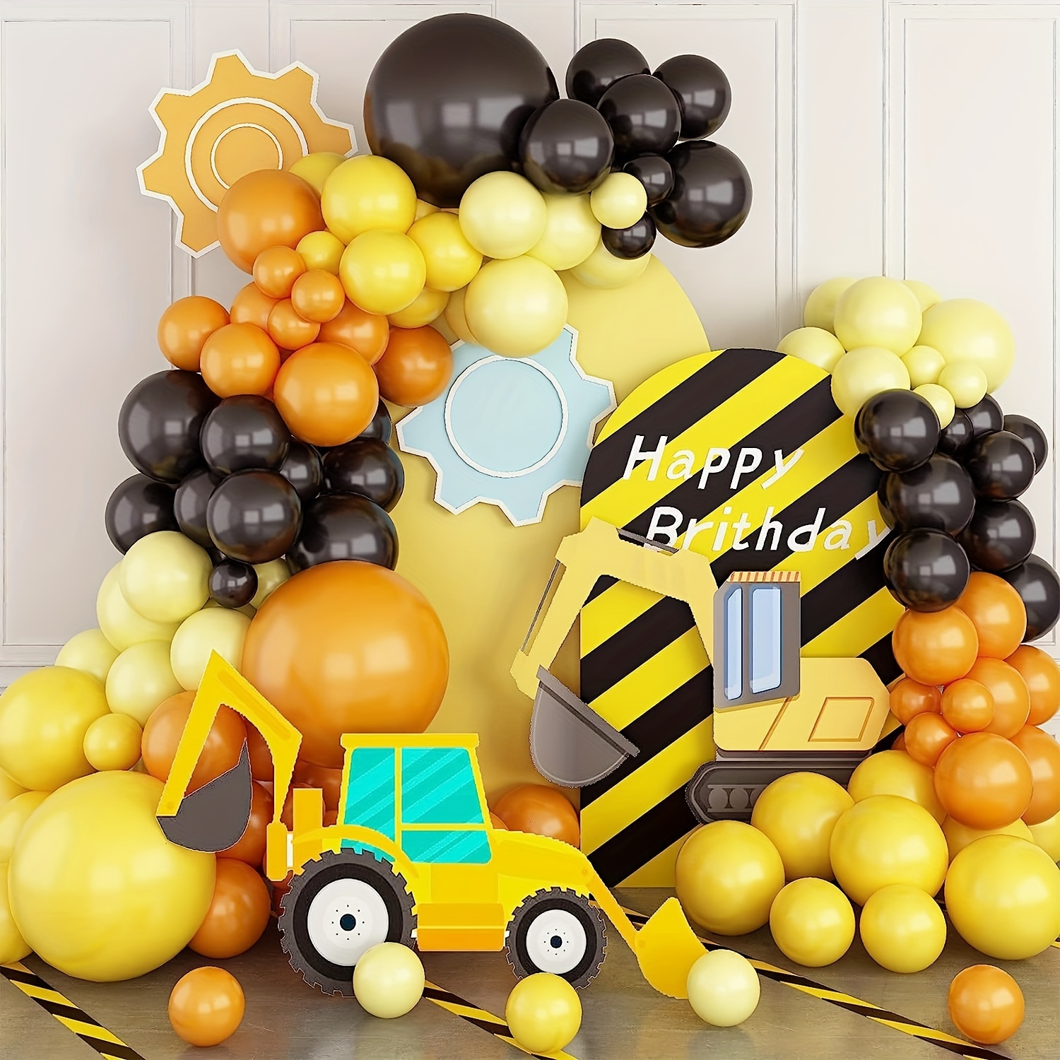 Kit De Guirnalda De Globos De 99 Piezas, Kit De Arco De Globo Amarillo,  Naranja, Negro Retro, Arco De Globo De Construcción, Globos De Fiesta De  Látex