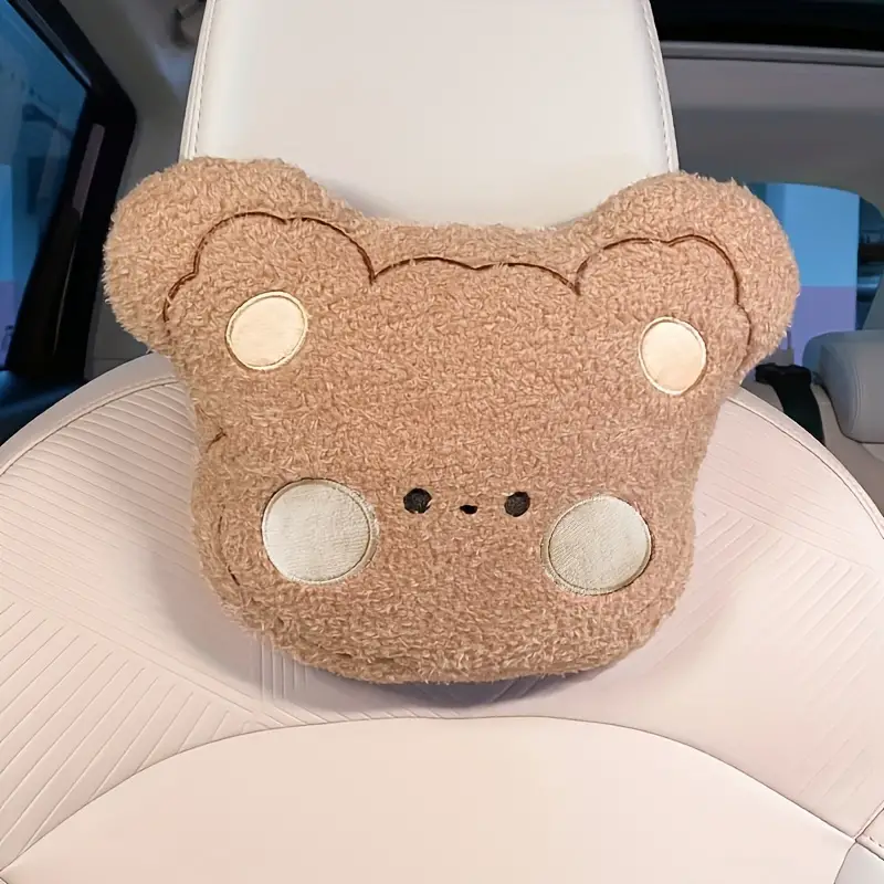 1pc Steam Velvet Bear Car Headrest Neck Pillow Cute Car Comfort Pillow Four  Seasons Universal Car Headrest Lamb Velvet Cute Bear Pillow