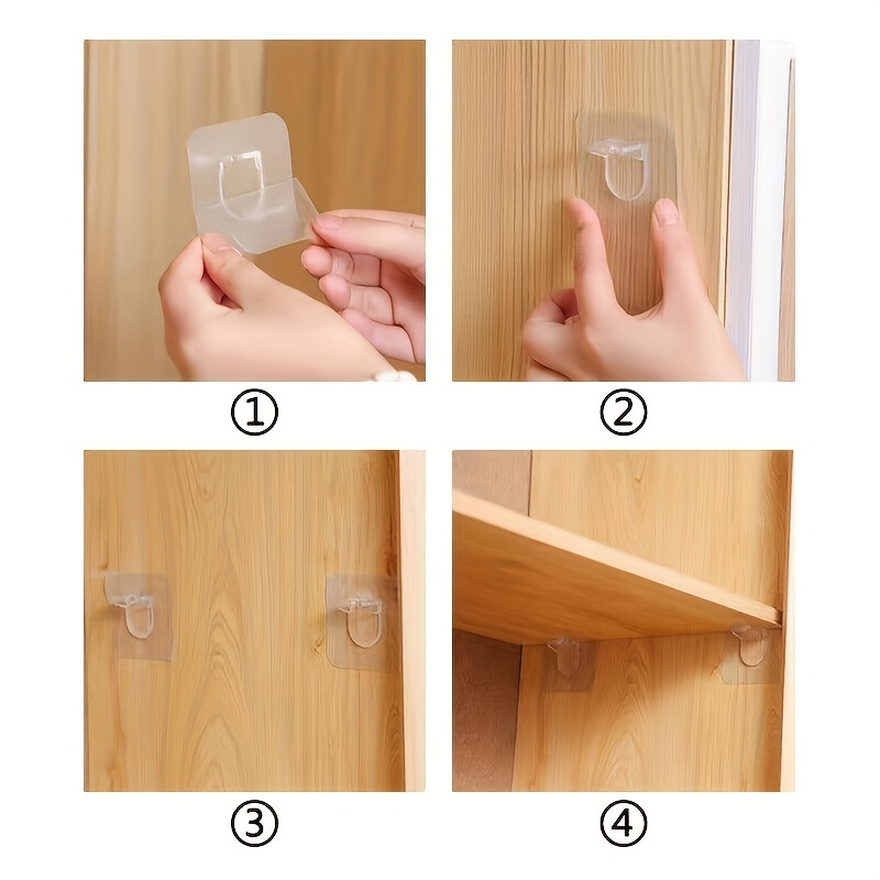 4pcs Strong Shelf Support Pins, Self-adhesive Brackets, Support Plates For  Wardrobe, Cabinet And Shelf