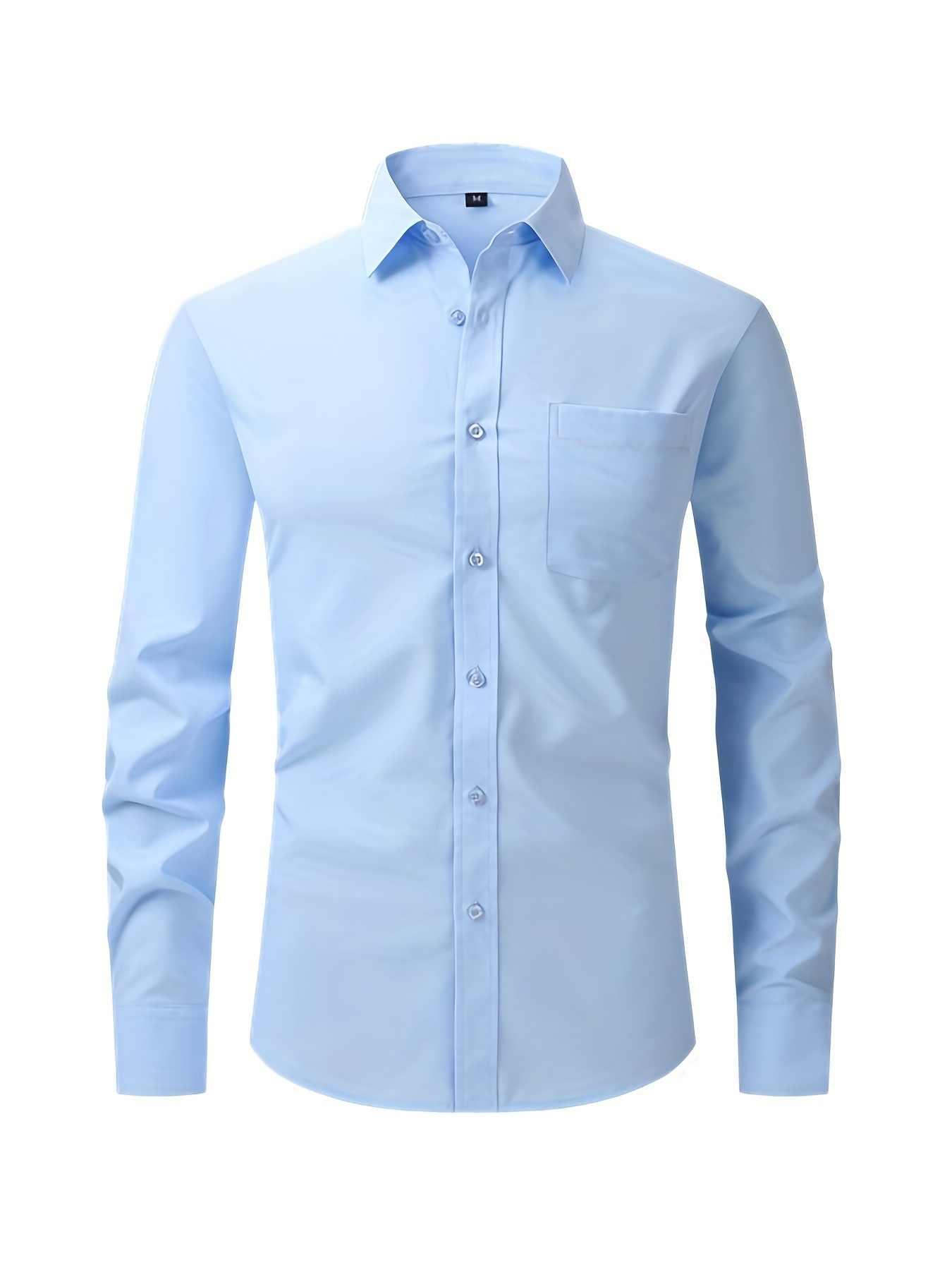 mens elegant turndown collar shirt male clothes with chest pocket for spring and summer business and formal occasions