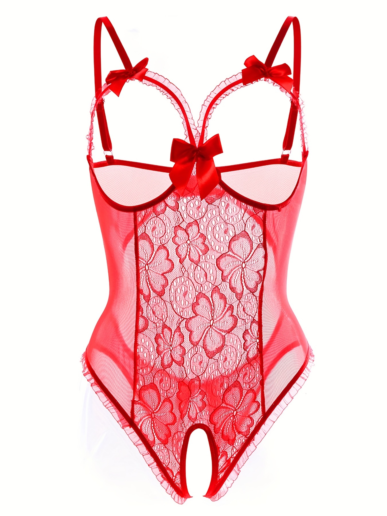haxmnou floral lace corset women transparent bodysuit lingerie robe pink s