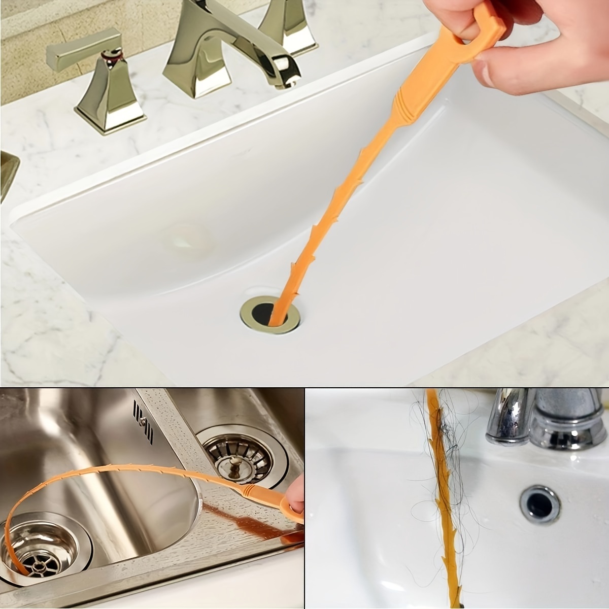 4Pcs 25 Inch Snake Hair Drain Cleaner Tool,Drain Clog Remover Tool for Sink  Tube