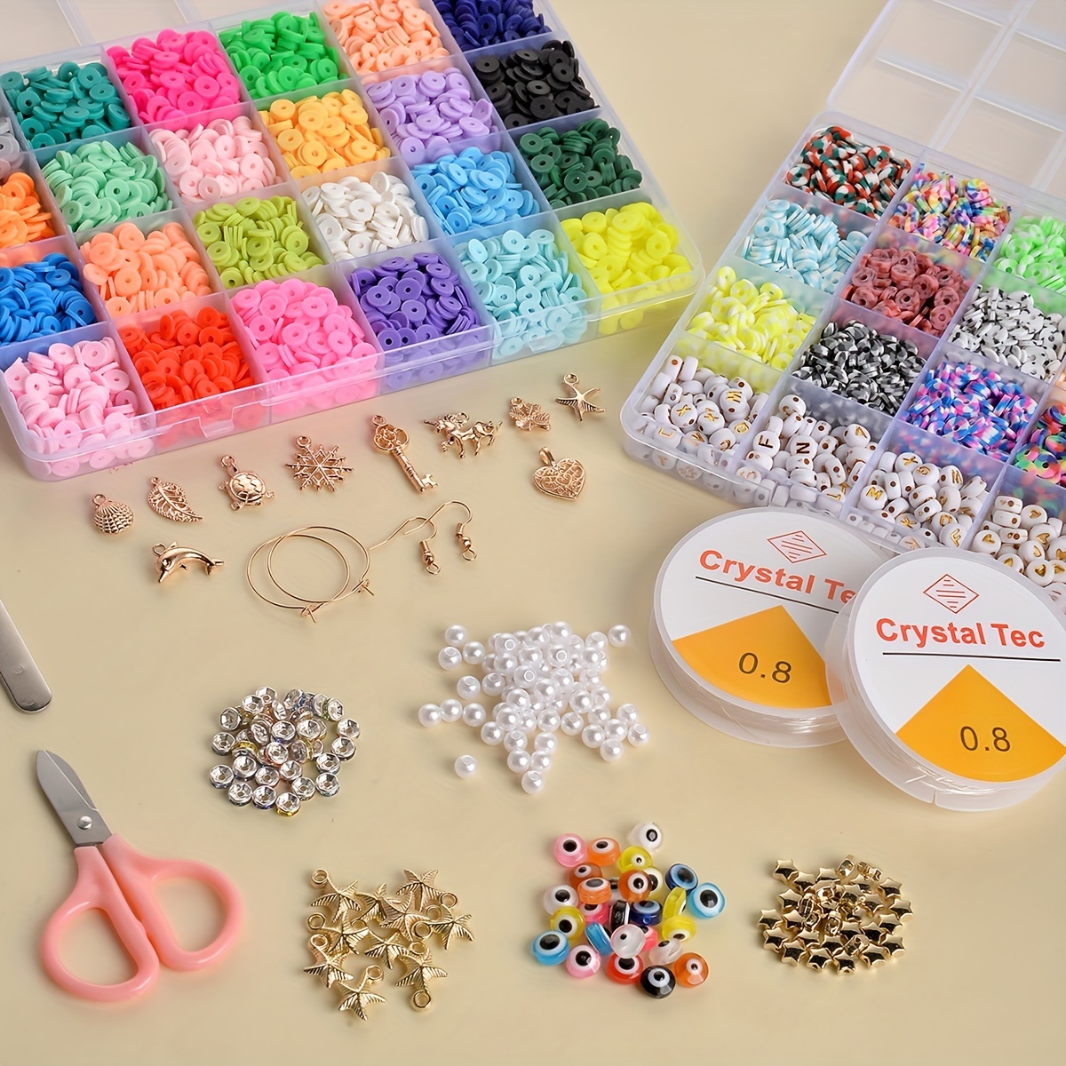 Dulzod 4800Pcs Clay Beads for Jewelry Making Bracelet Kit,Flat