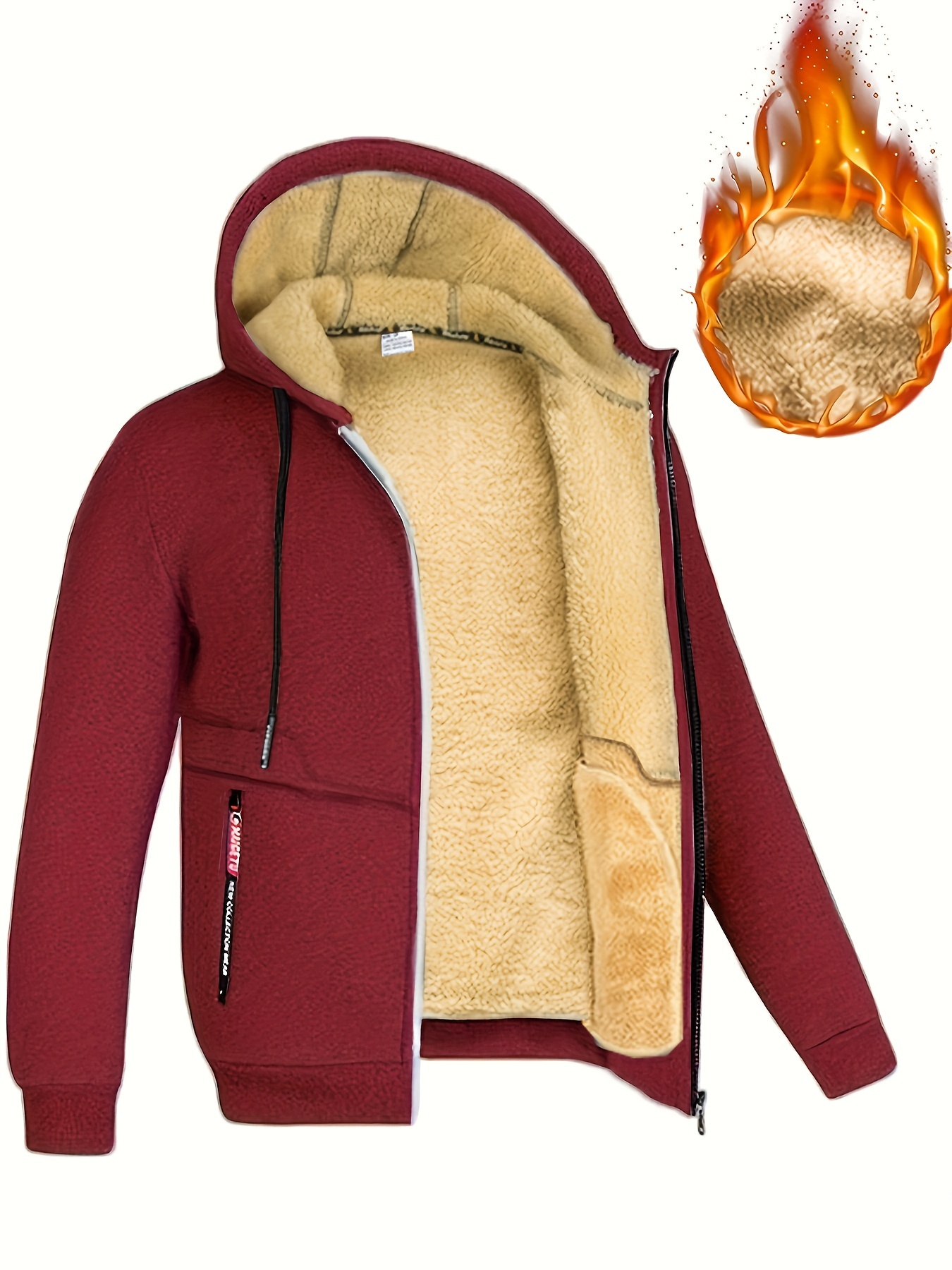 Men s Casual Warm Fleece Zip Hoodie Zip Hooded Coat Fall Temu