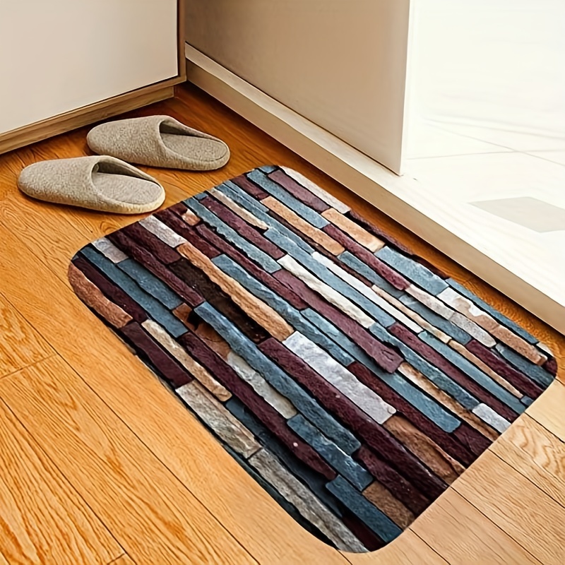 Creative Firewood Pile Pattern Strip Floor Mat Soft Non slip - Temu