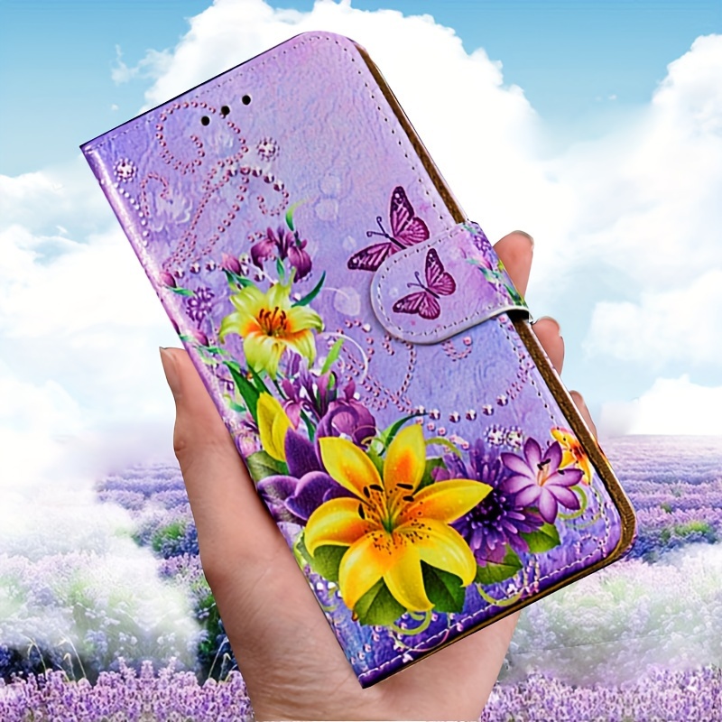 Women s Flower Beautiful Pu Leather Phone Case Ans Artia Temu