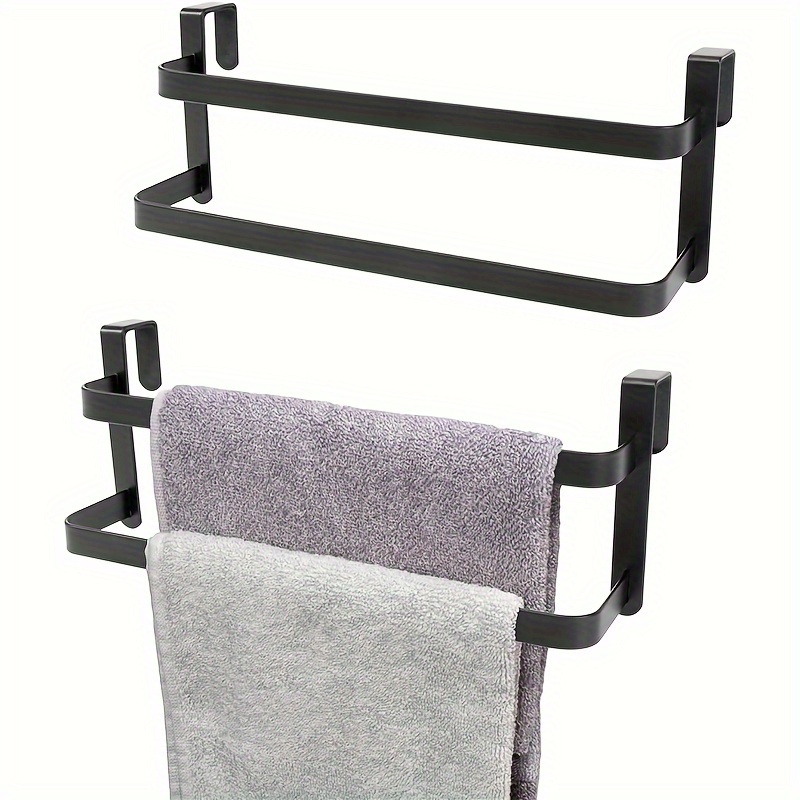  sobre la puerta toallero de mano toallero soporte de toalla de  mano soporte de toalla de baño no perforado, estante de toallas grueso de  aluminio espacial, barra colgante de cocina, barra