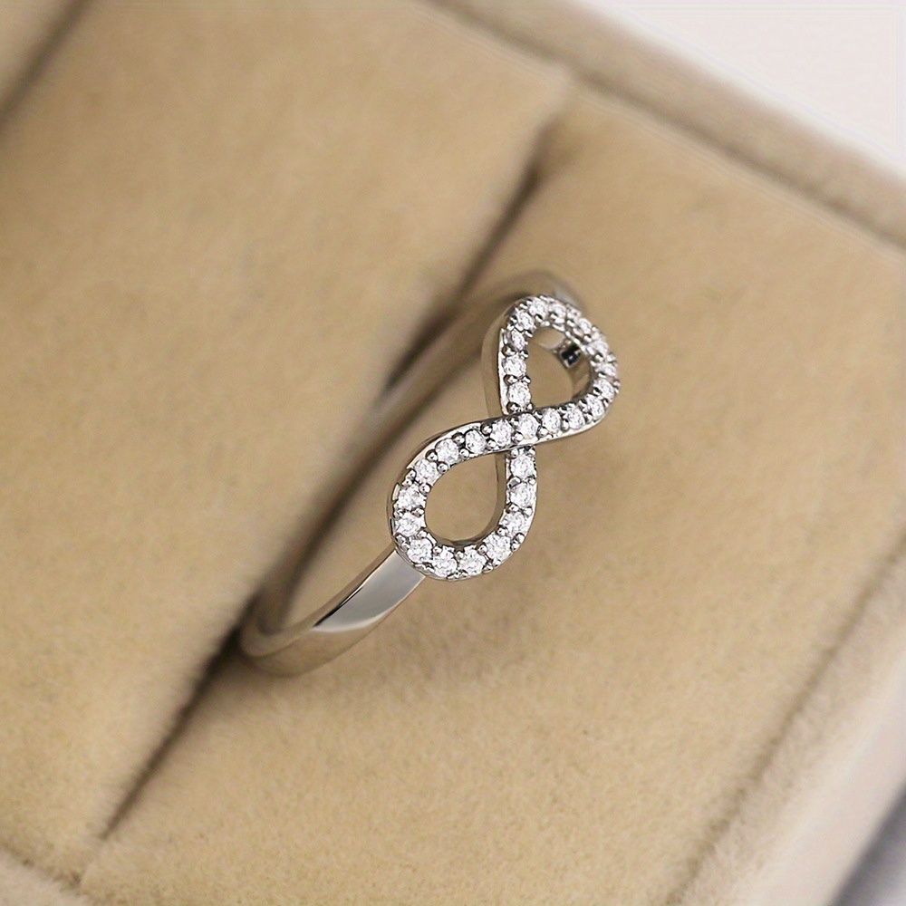 Men's 925 Silver Infinity Endless Love Zircon Ring 8 Shape
