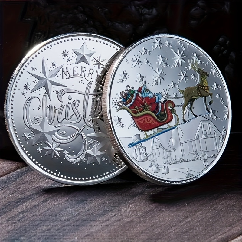 Christmas Medals Silver Coins Golden Coins Small Gift Temu